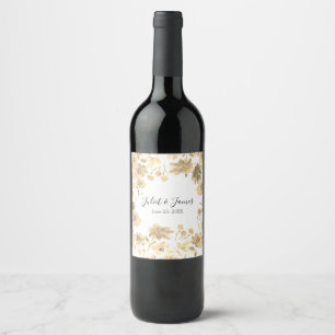 Elegant Vintage Watercolor Floral Design Wine Label