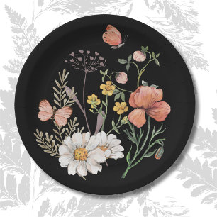 Elegant Vintage Watercolor Floral Paper Plate