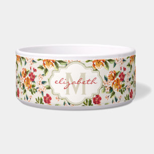Elegant Vintage Watercolor Flowers Monogrammed