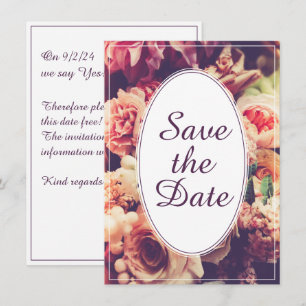 Elegant Vintage Wedding Announcement, Flower Motif