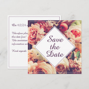 Elegant vintage wedding announcement, flower motif
