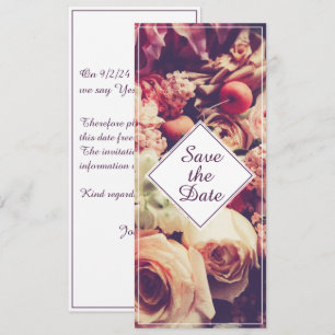 Elegant Vintage Wedding Announcement, Flower Motif