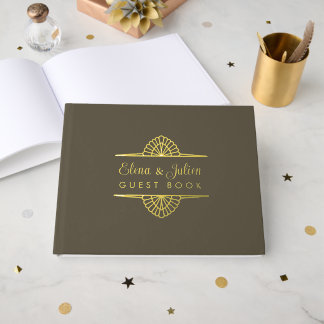 Elegant Vintage Wedding Deep Green Guest Book