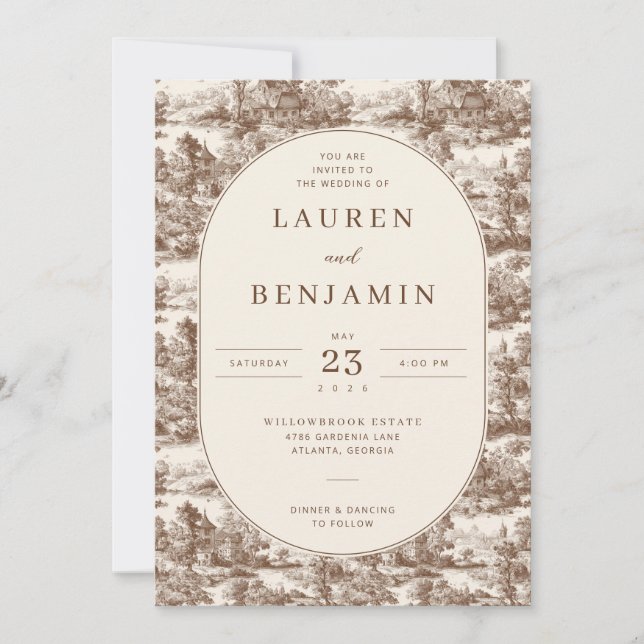 Elegant Vintage Wedding Invitation (Front)