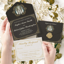 Elegant Vintage Wedding Invitation Art Nouveau