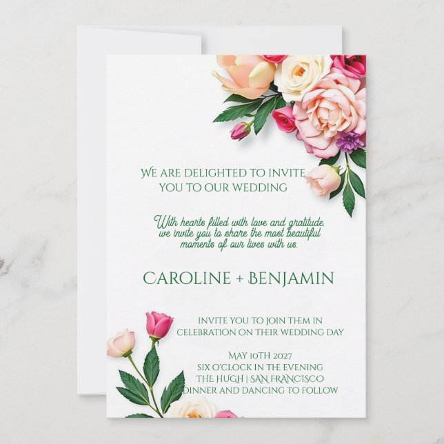 Elegant Vintage Wedding Invitation Card (Front)
