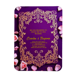 Elegant Vintage Wedding Invitation Card Magnet
