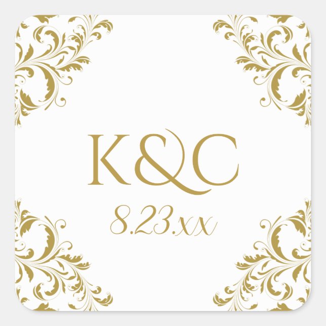 Elegant Vintage Wedding Label | Nadine - Gold 2 (Front)