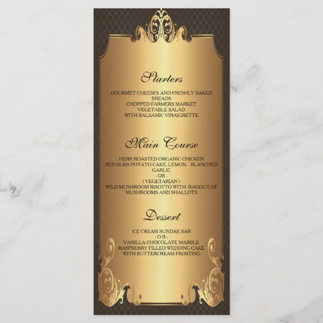 Elegant vintage Wedding Menu (Front)