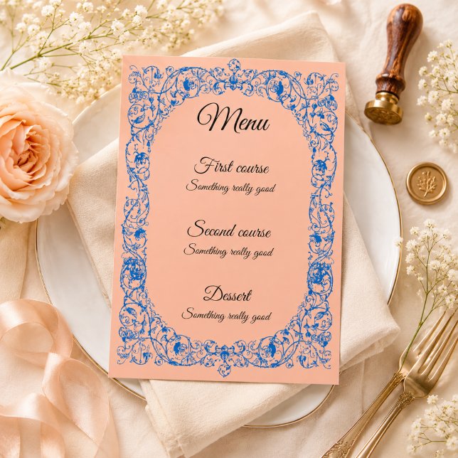 Elegant Vintage Wedding Menu Template | Customizab (Creator Uploaded)
