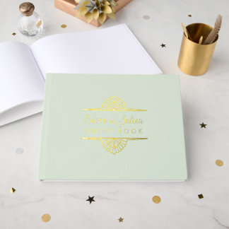 Elegant Vintage Wedding Pastel Green Guest Book