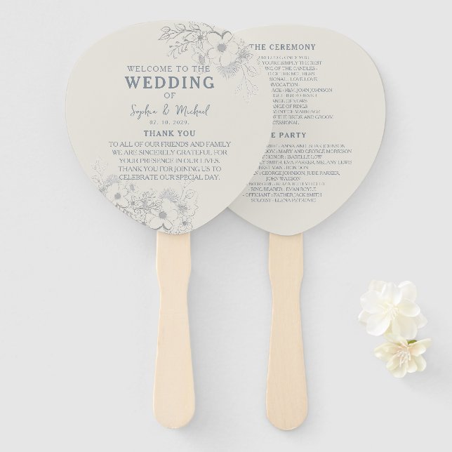 Elegant Vintage Wedding Program Hand Fan (Front and Back)