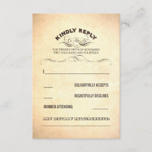elegant vintage wedding RSVP cards