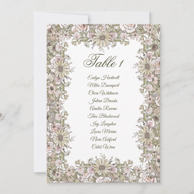 ​Elegant Vintage Wedding Seating Chard Card (Front)
