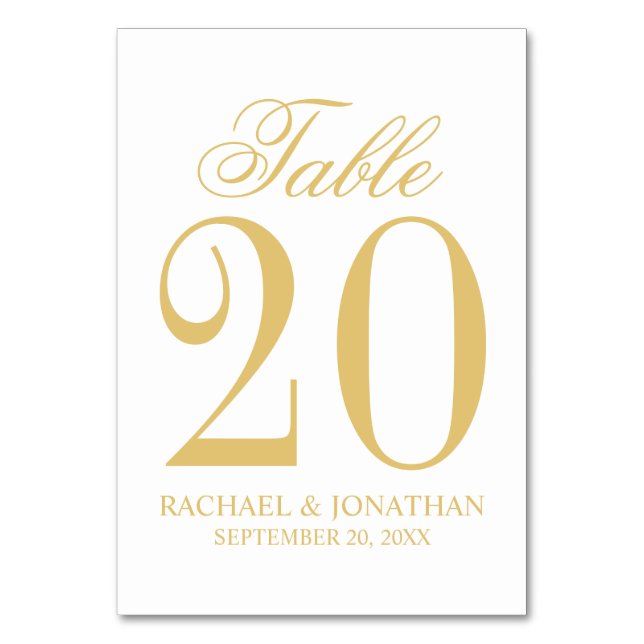 Elegant Vintage Wedding Table Number (Front)
