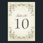 Elegant Vintage  Wedding Table Number Cards<br><div class="desc">These elegant table number cards feature a scrolled design in dark grey, creating a frame over an antiqued cream coloured background. Neutral colours make adding accents easy! Beautiful and delicate - perfect for a wedding reception, bridal shower, or other special occasion! Some graphic elements courtesy of Jen Furlotte of www.pixelsandicecream.com...</div>
