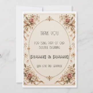 Elegant Vintage Wedding Thank You Card
