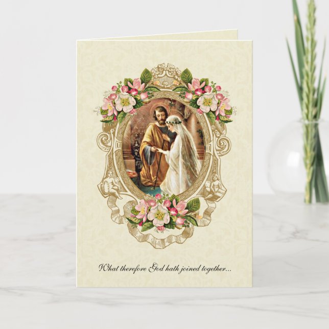 Elegant Vintage Wedding Traditional Catholic Invitation (Front)
