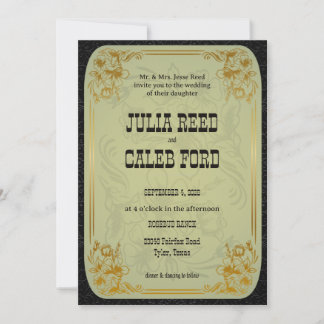 Elegant Vintage Western Cowboy Wedding Invitation