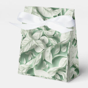 Elegant vintage white green botanical leaf pattern favour box
