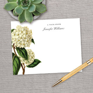 Elegant Vintage White Hydrangea Floral w/ Name Card