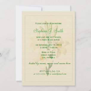 Elegant vintage white lily flowers bridal shower invitation