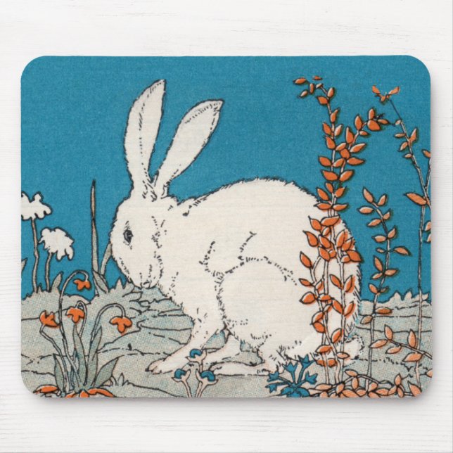 Elegant Vintage White Rabbit Mouse Pad (Front)