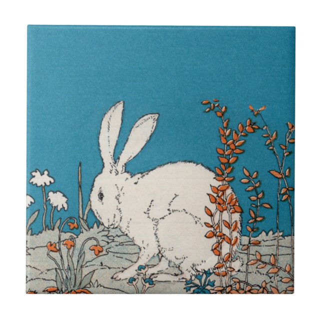 Elegant Vintage White Rabbit Tile (Front)