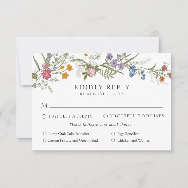 Elegant Vintage Widflower Wedding Response Card (Front)