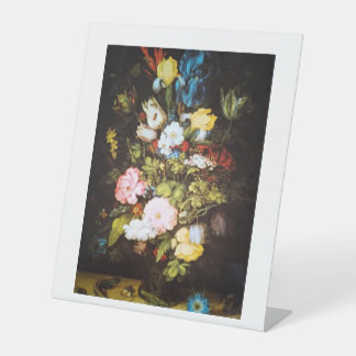 Elegant Vintage Wildflower Artwork Pedestal Sign