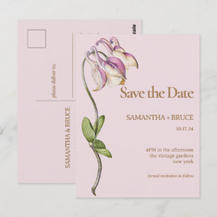 Elegant Vintage Wildflower Floral Save the Date Postcard