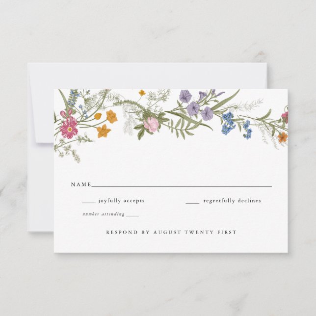 Elegant Vintage Wildflower RSVP enclosure card (Front)