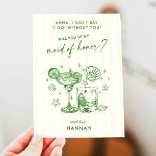 Elegant Vintage Yellow Bridesmaid Proposal Card