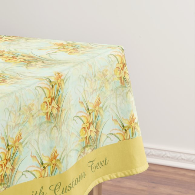Elegant Vintage Yellow Daffodils Floral Flower Tablecloth (In Situ)