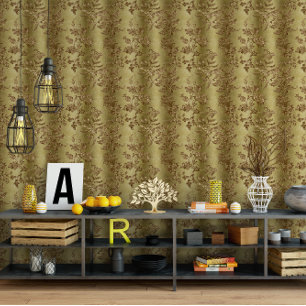 Elegant Vintage Yellow Gold Floral  Wallpaper