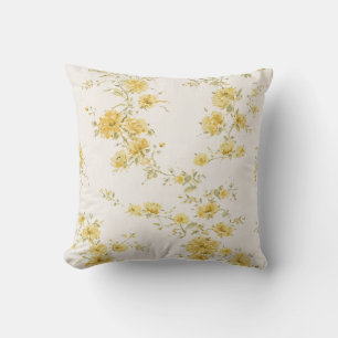 Elegant Vintage Yellow Roses Floral Pattern Cushion