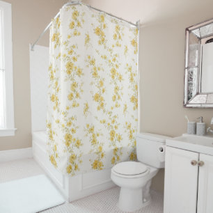 Elegant Vintage Yellow Roses Floral Pattern  Shower Curtain
