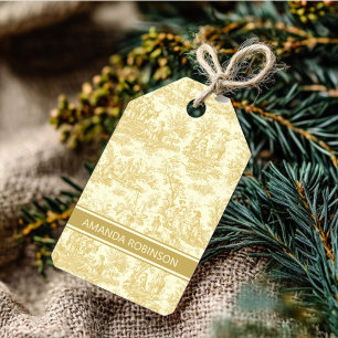 Elegant vintage yellow toile de jouy gift tags