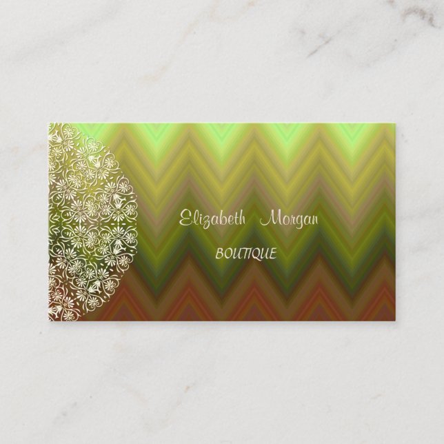 Elegant Vintage,Zigzag,Chevron , Lace Business Card (Front)