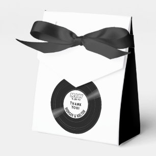 Elegant Vinyl Record Black & White Favour Box