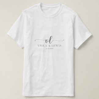 Elegant Viola & Lewis Custom Wedding Date T-Shirt 