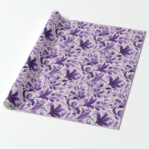 Elegant Violet and Purple Flowers Wrapping Paper