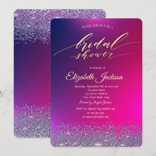 Elegant Violet Diamonds Ombre Bridal Shower  Invitation