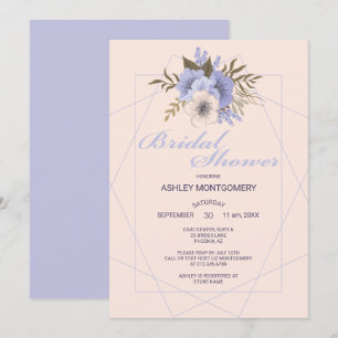 Elegant Violet Five Petal Roses Bridal Shower Invitation