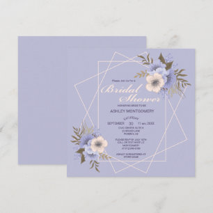 Elegant Violet Five Petal Roses Bridal Shower Invitation