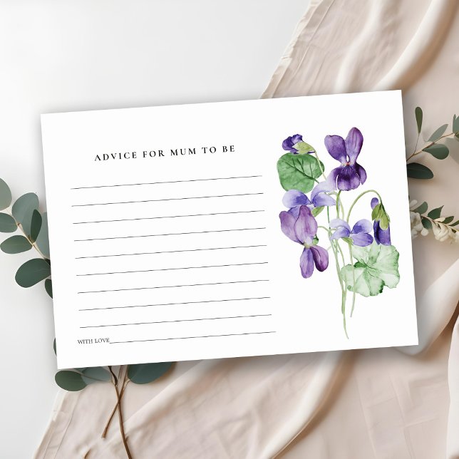 Elegant Violet Floral Advice For Mum Baby Shower Enclosure Card (Creator Uploaded)