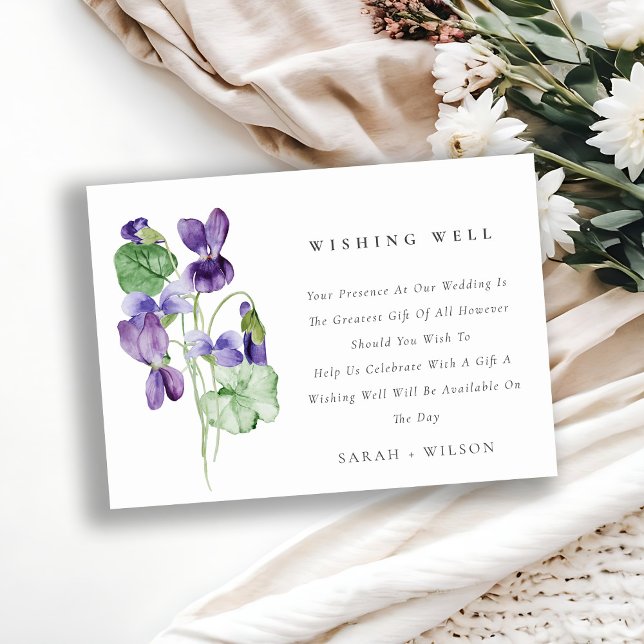 Elegant Violet Floral Bunch Wedding Wishing Well Enclosure Card (Creator Uploaded)