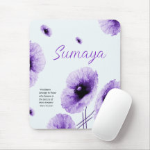 Elegant Violet Floral Customisable Mouse Pad
