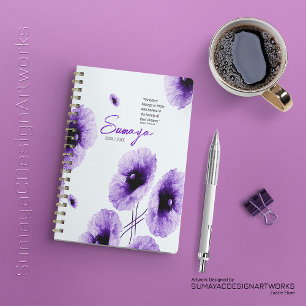 Elegant Violet Floral Spiral Planner Customisable
