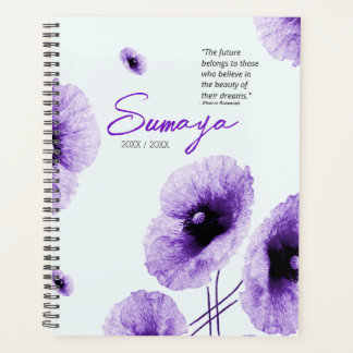 Elegant Violet Floral Spiral Planner Customisable